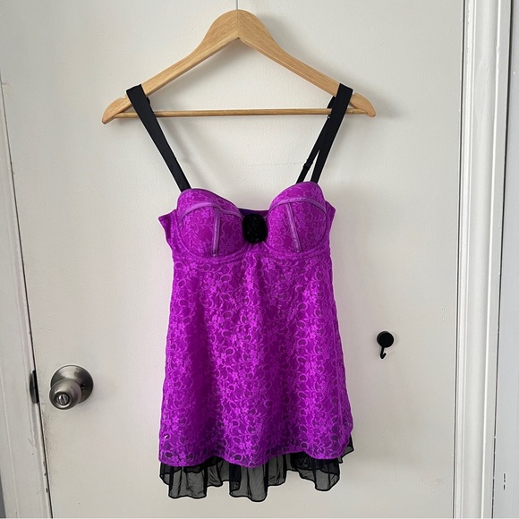La Senza Purple Lace Bustier Babydoll - Size Small - Picture 4 of 5